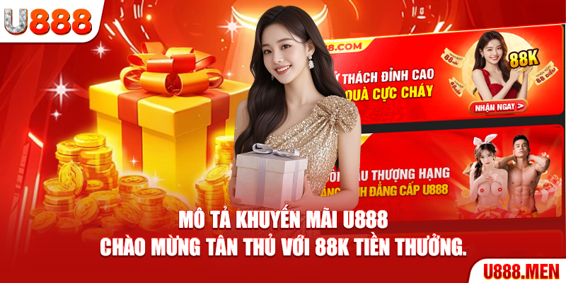 Khuyến Mãi U888 - Danh Sách Sự Kiện Ưu Đãi Nổi Bật Mô tả khuyến mãi U888 chào mừng tân thủ với 88K tiền thưởng